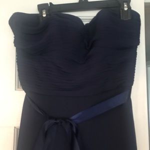 David’s bridal Chiffon Navy strapless dress size 4